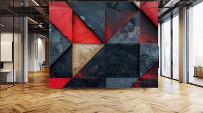 The abstract picture of the red shape repetitive pattern polygon geometry in the background, geometry is mathematics that study shape, sizes, properties, and dimensions of objects and spaces. AIG51. Wall mural