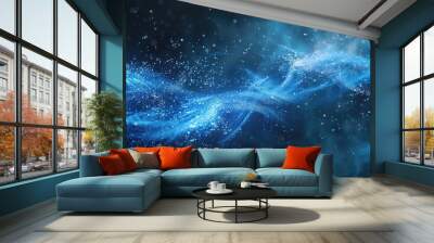 Wonderful picture of blue light of sparkling particles scattered across space background, create abstract bokeh effect perfect for designs that aim to evoke a sense of energetic and fantasy. AIG53. Wall mural