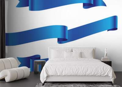 Blue detailed ribbon isolated on white background Wall mural