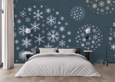 Vector Collection of snowflakes, Christmas decorations. Seamless Wall mural