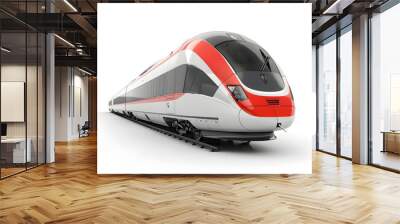 High speed modern train in a white background Wall mural