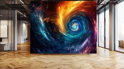 Bright colorful cosmic vortex illustration.  Wall mural