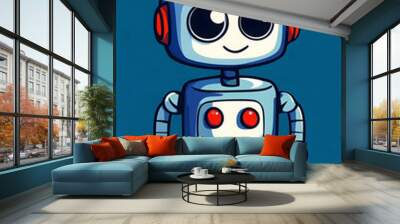 Vector style illustration of a a cute colorful robot. Wall mural