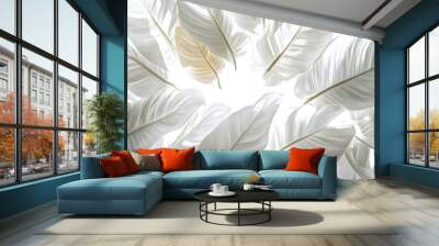 White leaves on white background. Wall mural