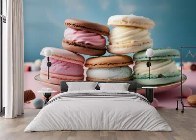 symphony of soft hues and creamy textures, these whimsical ice cream sandwiches are photographers dream come true, soft colors, pastel shades, sweet delights Wall mural