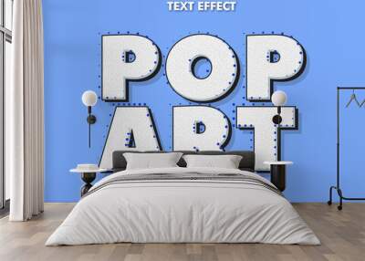 Flat pop art text effects with seamless pattern and dashed stroke Wall mural