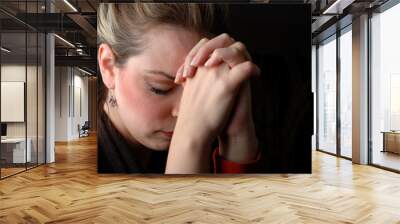 a woman is praying to god with hope Wall mural