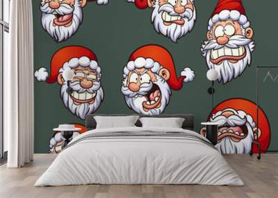 Cartoon Santa Claus emoticons. Vector clip art illustration with simple gradients Wall mural