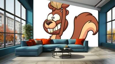 Cute cartoon squirrel looking back. Vector clip art illustration with simple gradients. All in a single layer. Wall mural