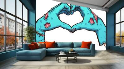 Valentine zombie hands forming a heart shape. Vector clip art illustration with simple gradients. All in single layer.  Wall mural