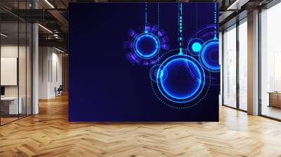 Futuristic abstract christmas ball, Digital technology festival vector graphic Wall mural