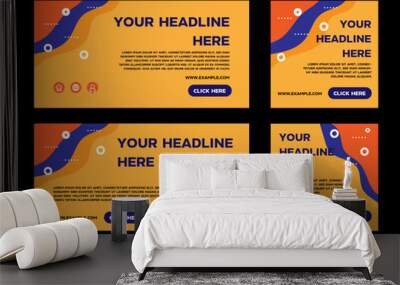 web banner template layout set, sale advertising card liquid , orange color abstract background Wall mural