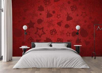 christmas background, red texture Wall mural