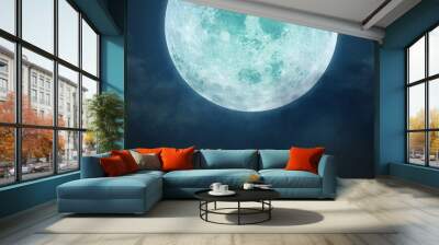 halloween background concept, backgrounds night sky with full moon and clouds. Elements of this image furnished by NASA Wall mural