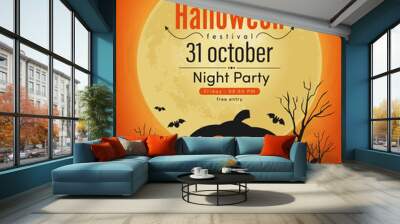 happy halloween night party banner vector design 2019 Wall mural