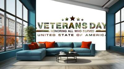 veterans day logo military camouflage background Wall mural