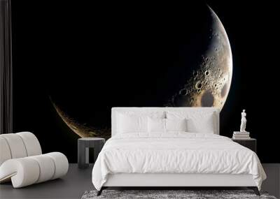 Crescent Moon on black background Wall mural