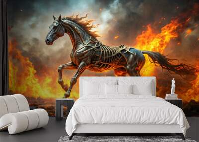 the metal ghost horse fire Wall mural