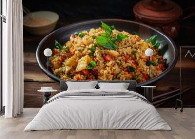 Asian vegetable fried rice in a bowl - 4 Wall mural