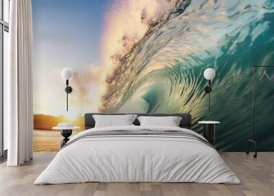 epic wave ocean surfing. summer vacation nature background Wall mural