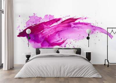  fuchsia pink paint splashes on white Wall mural