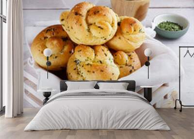 Roti bawang or garlic knots bread  Wall mural