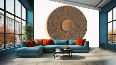 Mid-century modern copper wall plate - isolated on white wall Wall mural