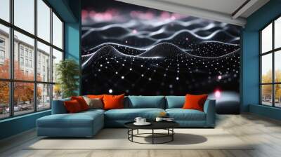 AI Neural Nets. Futuristic Background of Artificial Intelligence Neural Networks. Black Background. Wall mural