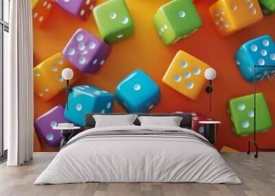 April fool font per dice background. Colorful background. April fool's day background with copy space for text. Wall mural