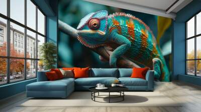 Beautiful of chameleon panther, chameleon panther on branch, chameleon panther  closeup Wall mural