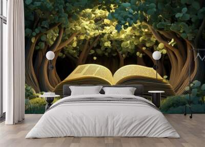 Books imagination, 3d illustration.the concept of international literacy day, copy space. World book day. Wall mural