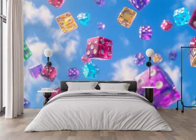 Colorful background. April fool font per dice background. April fool's day background. Wall mural