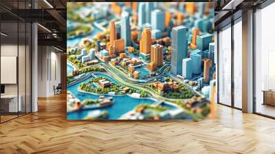 GIS, Geographic information system technology style with text Wall mural