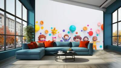 International Children's Day background. Abstract background. Cute and colorful background. Business and media social background. Copy space area Wall mural