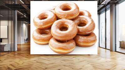 piles of glazed donuts isolated on white background. Wall mural