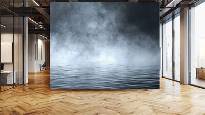 smoke black ground fog cloud floor mist background steam dust dark white horror overlay. ground smok Wall mural