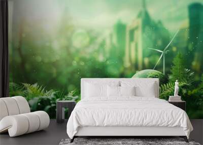 Sustainable development goals and strategies for green technology eco concept clean energy and environmental protection with copy space for text. Sustainable development goals (SDGs) concept Wall mural