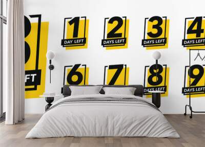 Number of days left sign for sale and promotion. Countdown left days. Wall mural