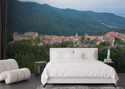 Magnificent view of the medieval town of Fosdinovo, Italy, built on top of a hill Wall mural