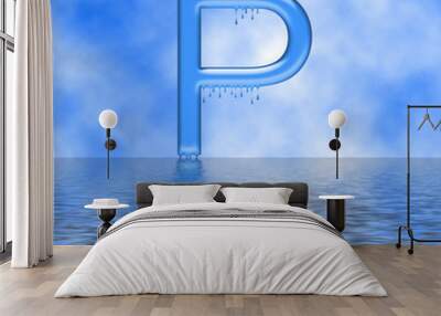 letter P which dissolves in the sea Wall mural