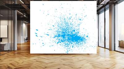 Fluorescent blue paint splash. Splatter splash, dots transparent background png ink spot illustration. Bright blue graphic effect explosion Wall mural