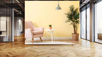 Blush Pink Armchair, Yellow Room Wall mural