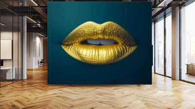 Shimmering Gold Lips: A Touch of Radiance Wall mural