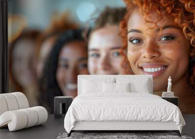 Portrait of a group of smiling african american women looking at camera Wall mural