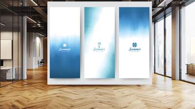 branding packaging brush abstract background, logo banner voucher, watercolor blue sea fabric patter Wall mural