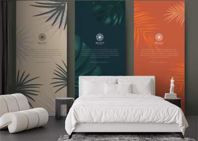 branding packaging tropical plant leaf summer pattern background, for spa resort luxury hotel, logo  Wall mural