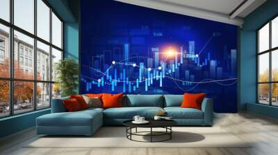 Analysis finance grow graph and market investment. Financial business plan,earnings,sale and strategy. Stock market chart, exchange financial growth diagram Wall mural