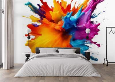 Ai Gradient vibrant color splash on transparent png background Wall mural