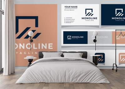 Set of data logo designs, initial abstract M & E finance, icons for business or branding. Wall mural