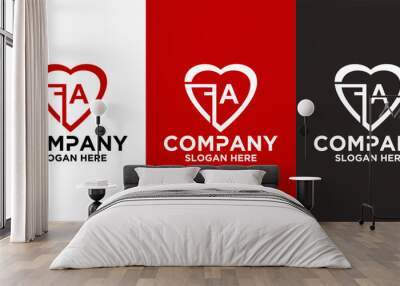 Icon logo heart shape with combination of initials letter F A Wall mural